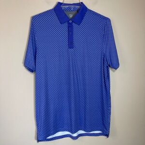 Graham Luxe Lennox Mens Purple Polka Dot Performance Golf Polo Shirt Size L